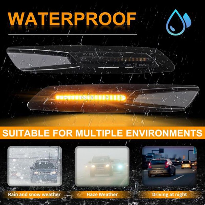 2pcs Blinker for BMW 1 3 5 Series LED Side Marker Turn Signal Lights for F30 E90 E91 E92 E93 E46 E60 E61 BMW F10 Style