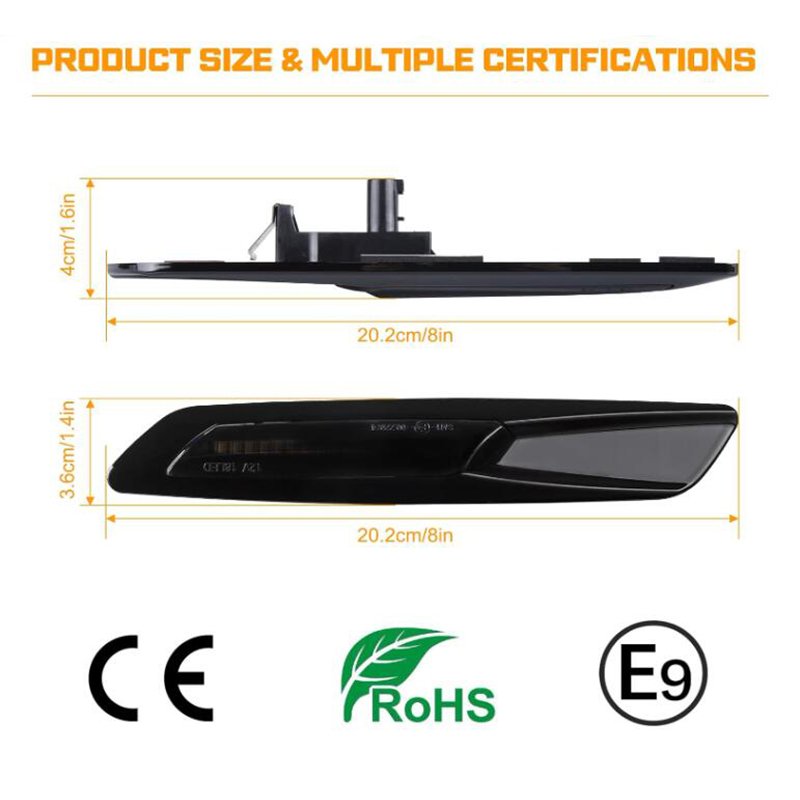 2pcs Blinker for BMW 1 3 5 Series LED Side Marker Turn Signal Lights for F30 E90 E91 E92 E93 E46 E60 E61 BMW F10 Style