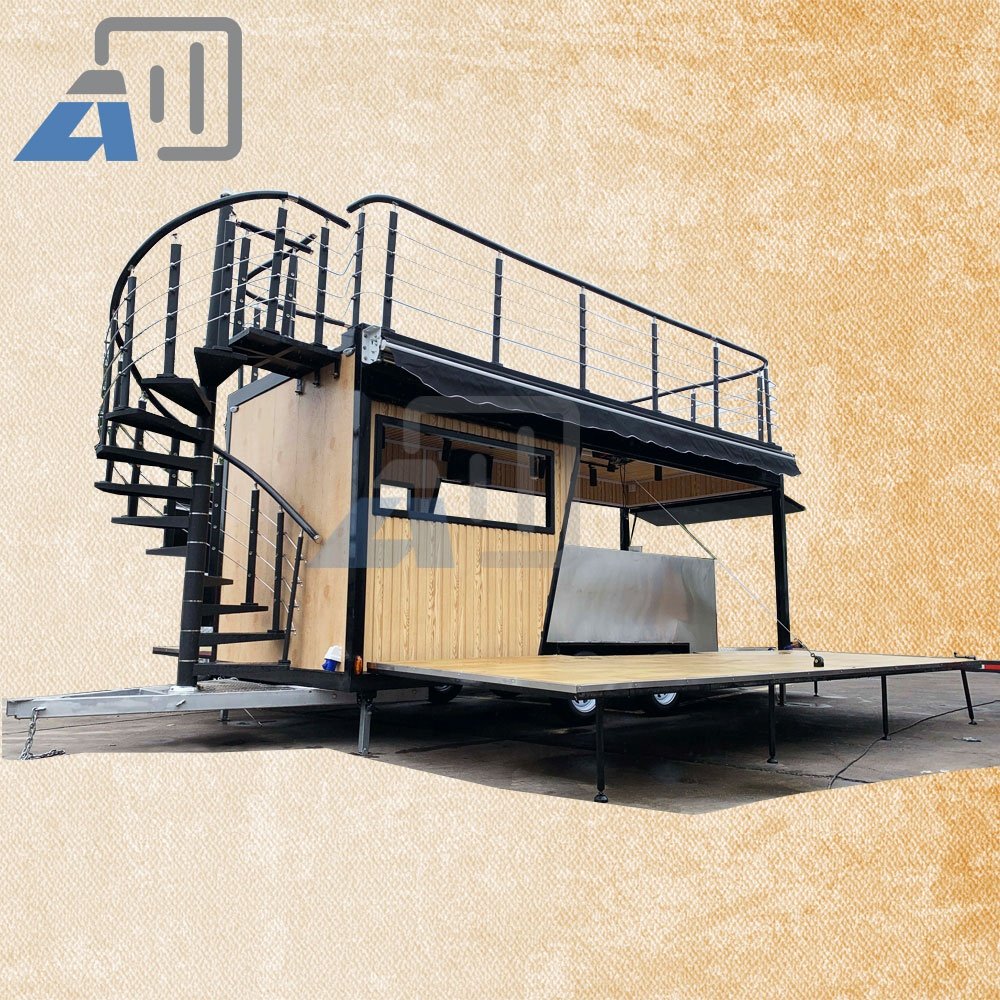 Customized Multi-functional Food Truck Street Mobile Hot Dog Food Cart Double Decker BBQ Trailer