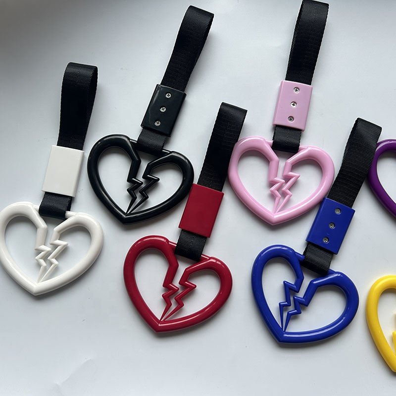JDM Style Demon Broken Heart Tsurikawa Ring Car Warning Subway Train Bus Handle Strap Heart