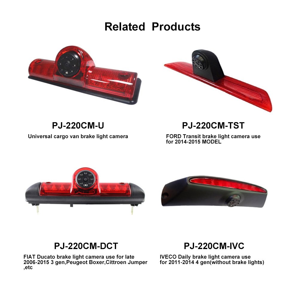 PJAUTO Truck Van Vehicle Parking Reversing Camera Led Brake Light Reverse Rear View Backup Camera for Mercedes Sprinter VW Craft