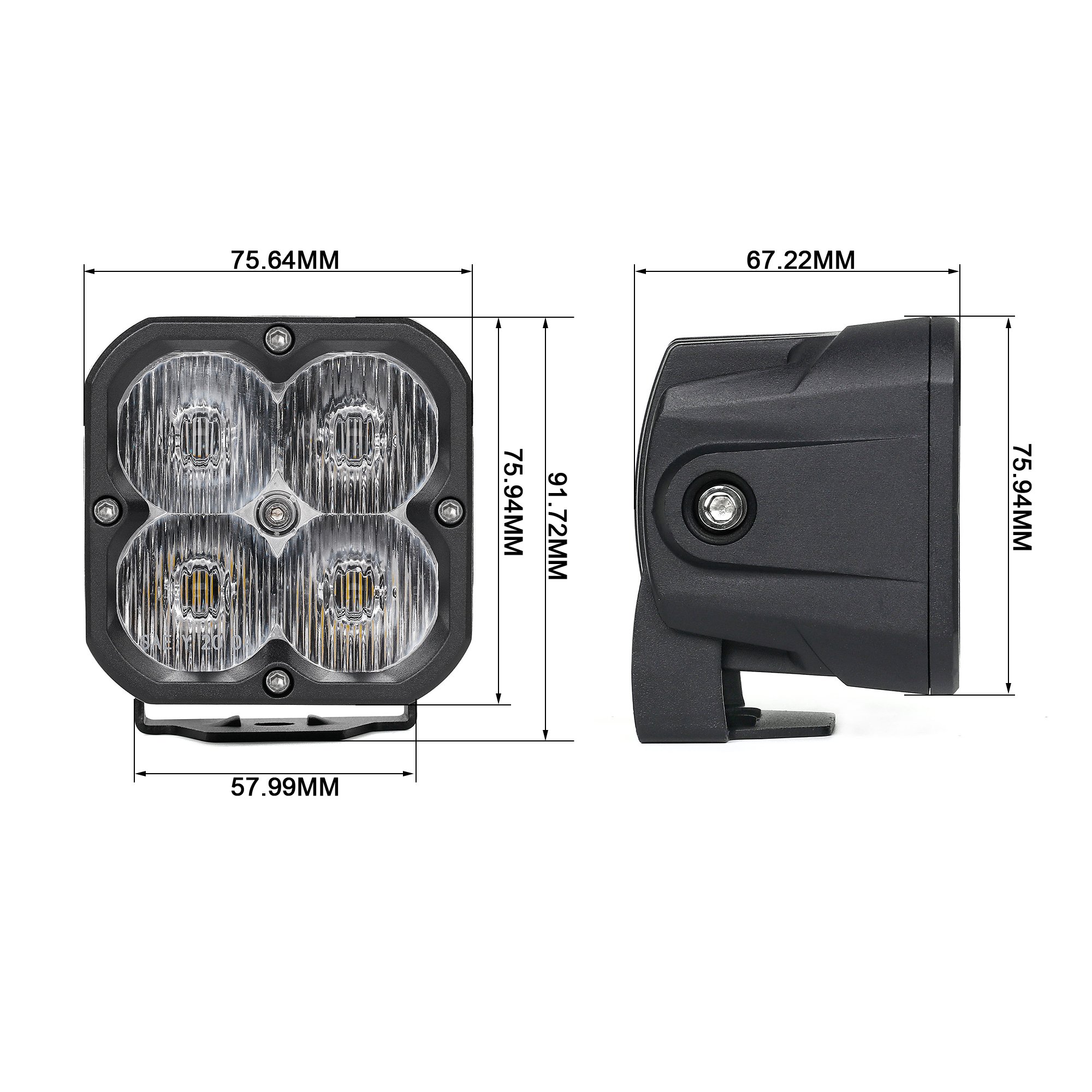 OGA SAE Street Legal & Off-road 3 Inch Cube Led Pod Light Driving Work Light 6000K