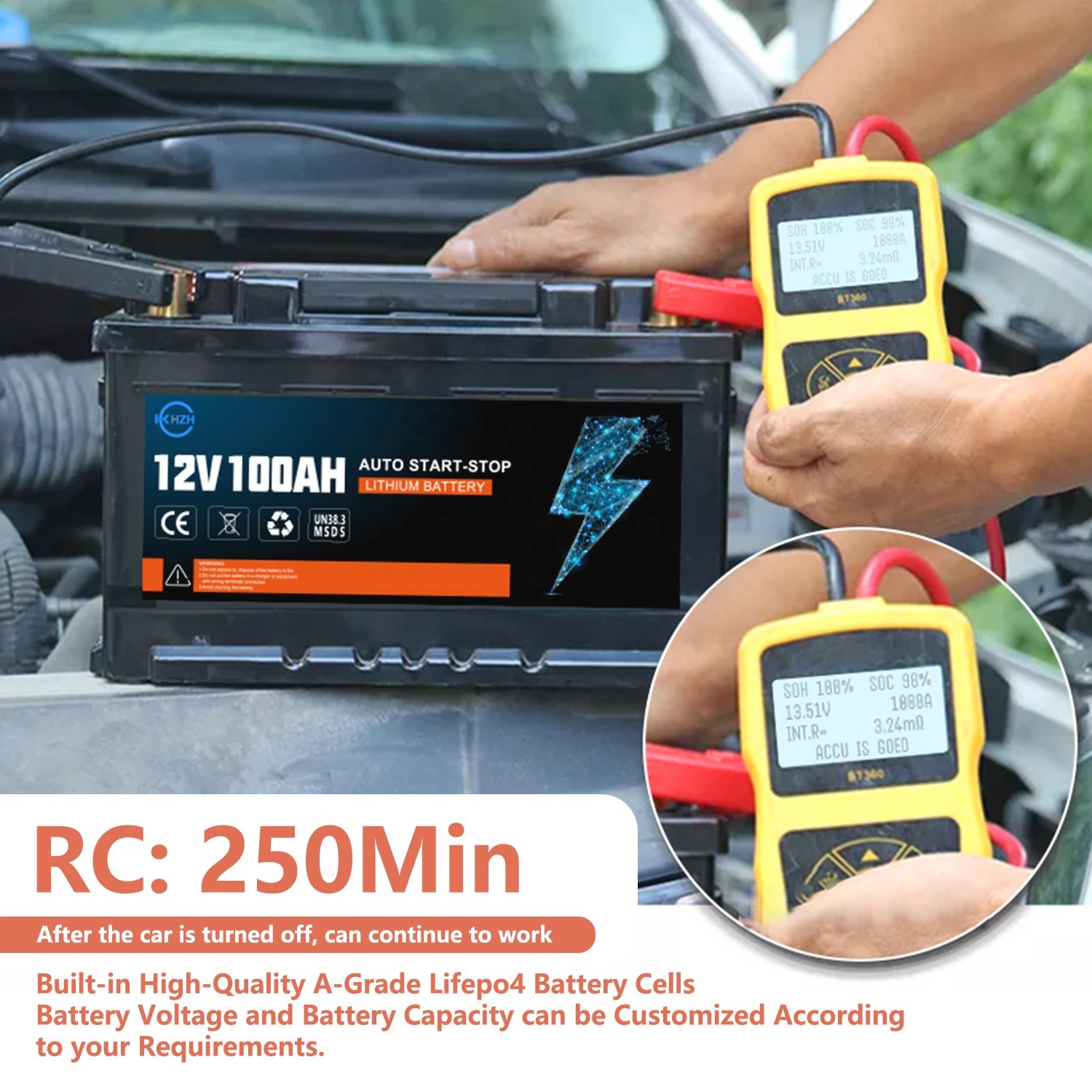 Best Selling 12V Lithium Auto Batteries 100Ah 30Ah 60Ah 75Ah 150Ah Truck Vehicle Automotive Batterie Pack 24V 48V Car Battery