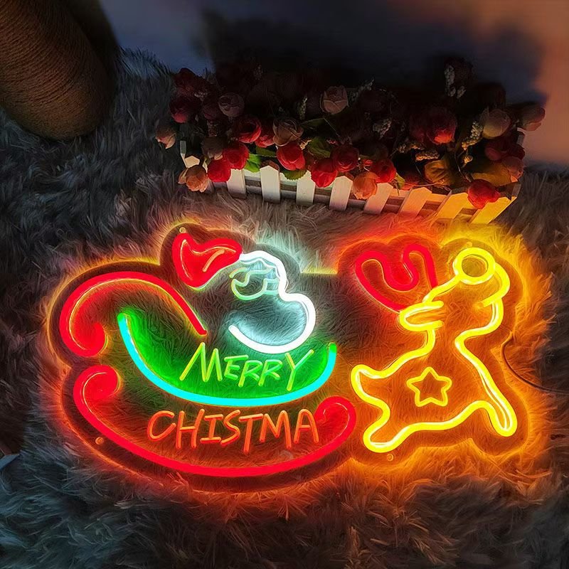 3D LED Personnalisee Acrylic Wall Art Neon Father Christmas Tree Santa Claus Sign Wall Decor Creative Home Aesthetic Display