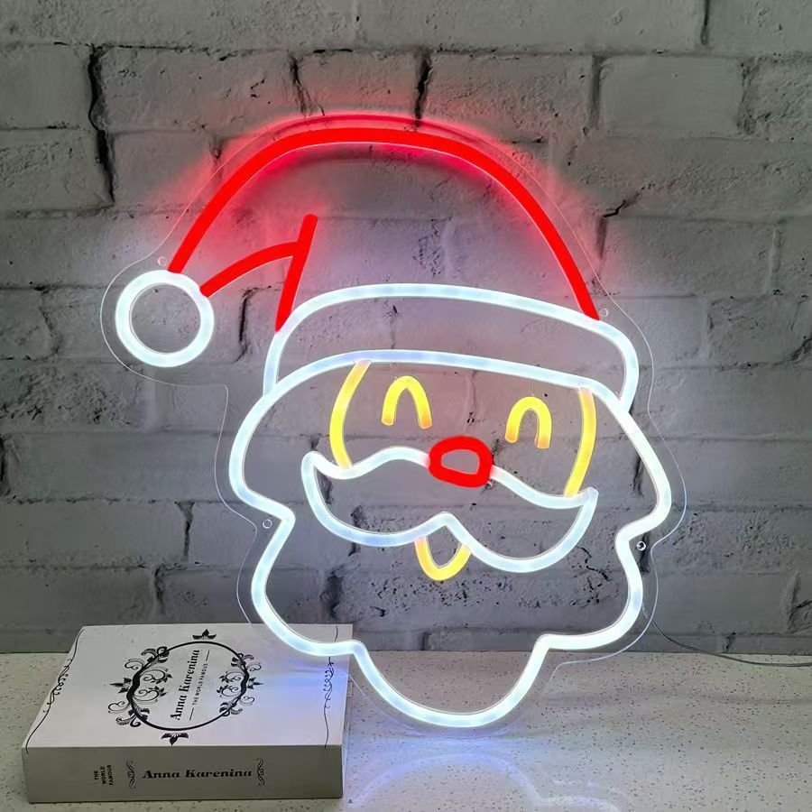 3D LED Personnalisee Acrylic Wall Art Neon Father Christmas Tree Santa Claus Sign Wall Decor Creative Home Aesthetic Display