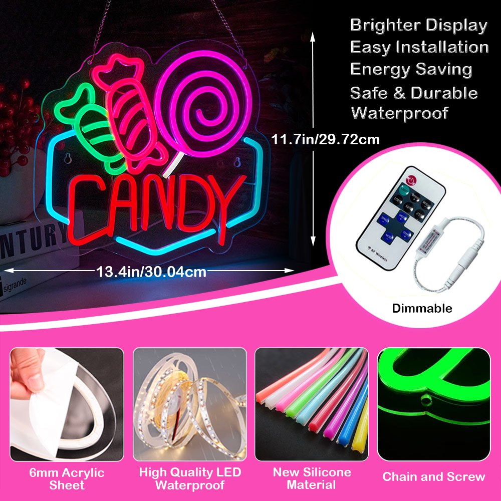Customized Power Candy Neon Sign so Sweet Gifts Light up for Pink Cake Cupcake Food Shop Party Wall Room Store Decoration