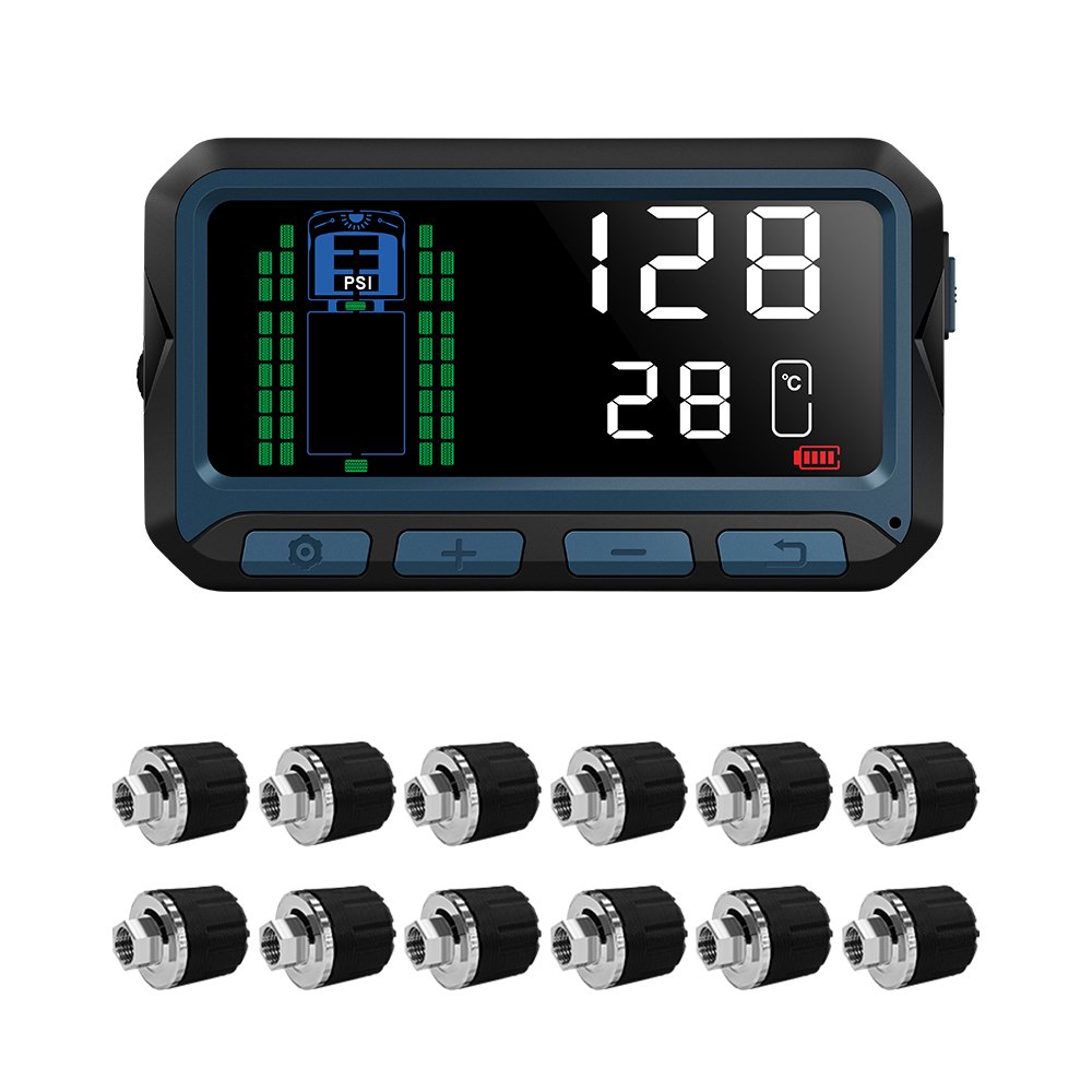 New Arrival Heavy Duty 12-Wheel Truck and RV TPMS Sensor 433.92Mhz Tire Pressure Monitoring System for Trailer Tyres