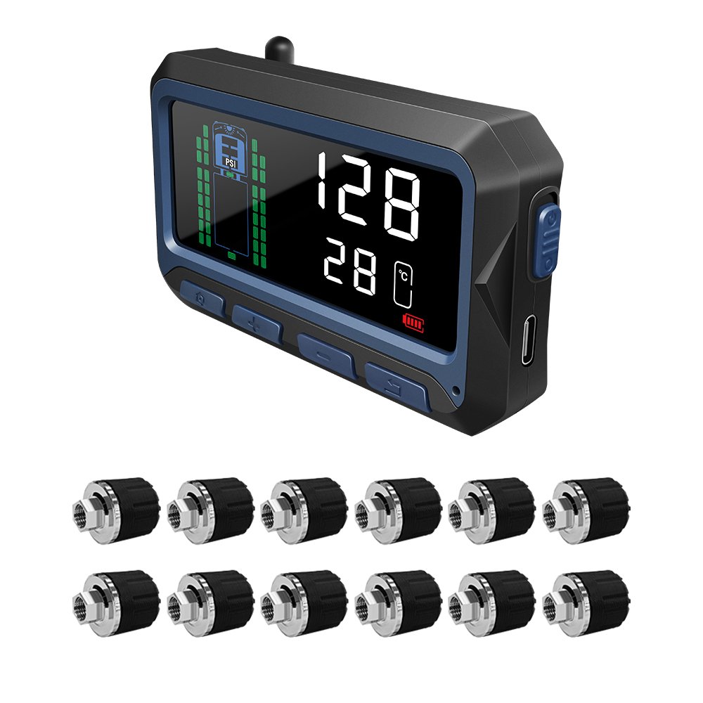 New Arrival Heavy Duty 12-Wheel Truck and RV TPMS Sensor 433.92Mhz Tire Pressure Monitoring System for Trailer Tyres