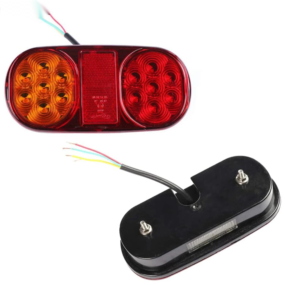 ECE E-MARK 12V Trailer Rear Lights Set Brake Light for Caravan Van Truck Yellow+Red LED Stop Warning Indicator Lamps