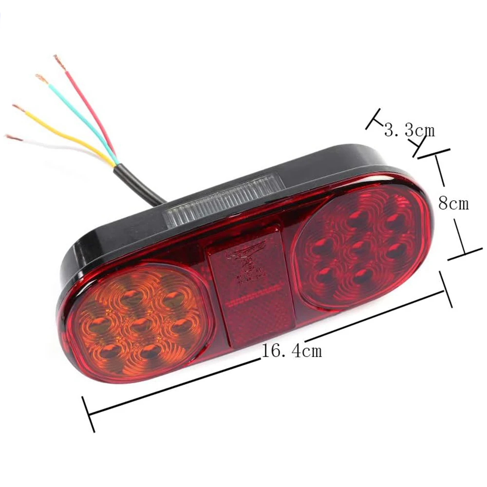 ECE E-MARK 12V Trailer Rear Lights Set Brake Light for Caravan Van Truck Yellow+Red LED Stop Warning Indicator Lamps