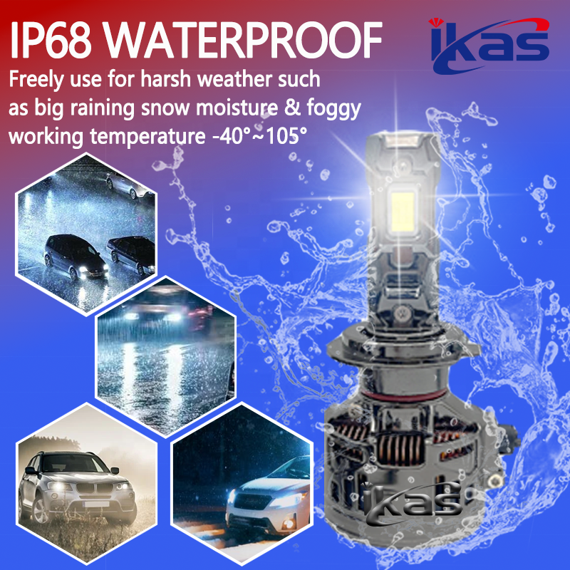 IKAS Hot Sales Dual Red Copper Pipes Led Bulbs H1 H3 H4 H7 H8 H9 H11 Led Headlight Canbus 240W 50000LM Car Led Headlights