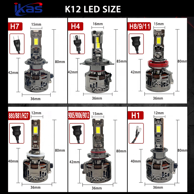 IKAS Hot Sales Dual Red Copper Pipes Led Bulbs H1 H3 H4 H7 H8 H9 H11 Led Headlight Canbus 240W 50000LM Car Led Headlights
