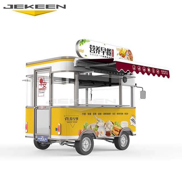 Jekeen Mini Bus Food Truck Wine Bar Full Kitchen Trailer Electrique to Drive in Pink Food Trucks Small