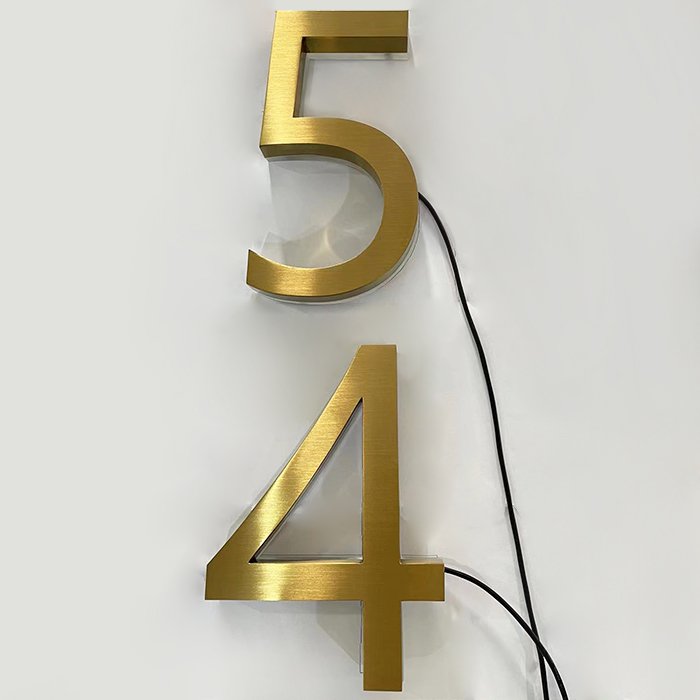 Custom Stainless Steel Letters Lighted Large Home Address House Numbers