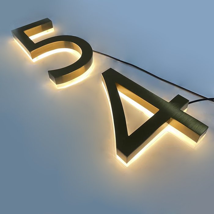 Custom Stainless Steel Letters Lighted Large Home Address House Numbers