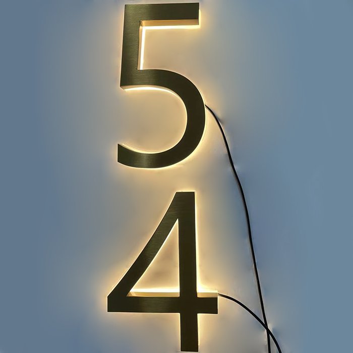 Custom Stainless Steel Letters Lighted Large Home Address House Numbers