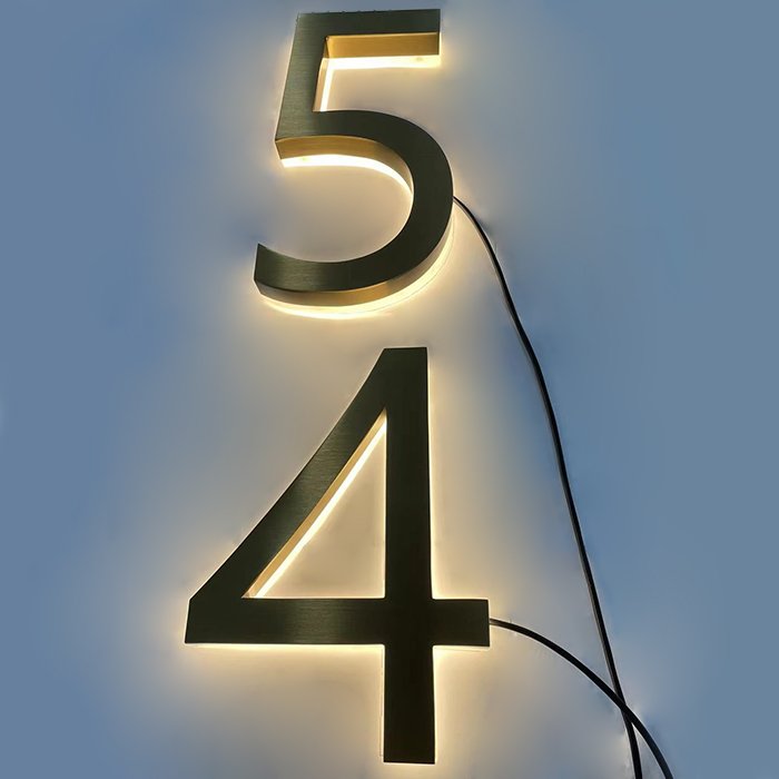 Custom Stainless Steel Letters Lighted Large Home Address House Numbers