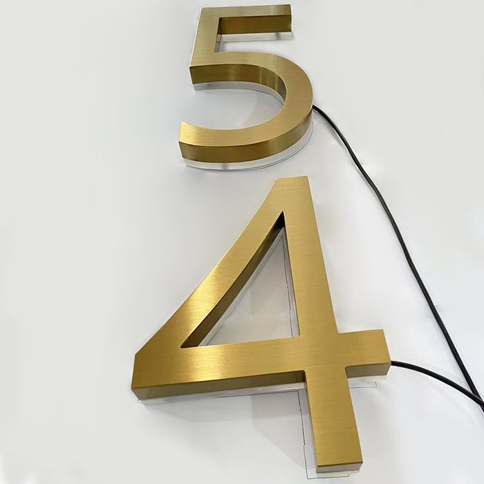 Custom Stainless Steel Letters Lighted Large Home Address House Numbers