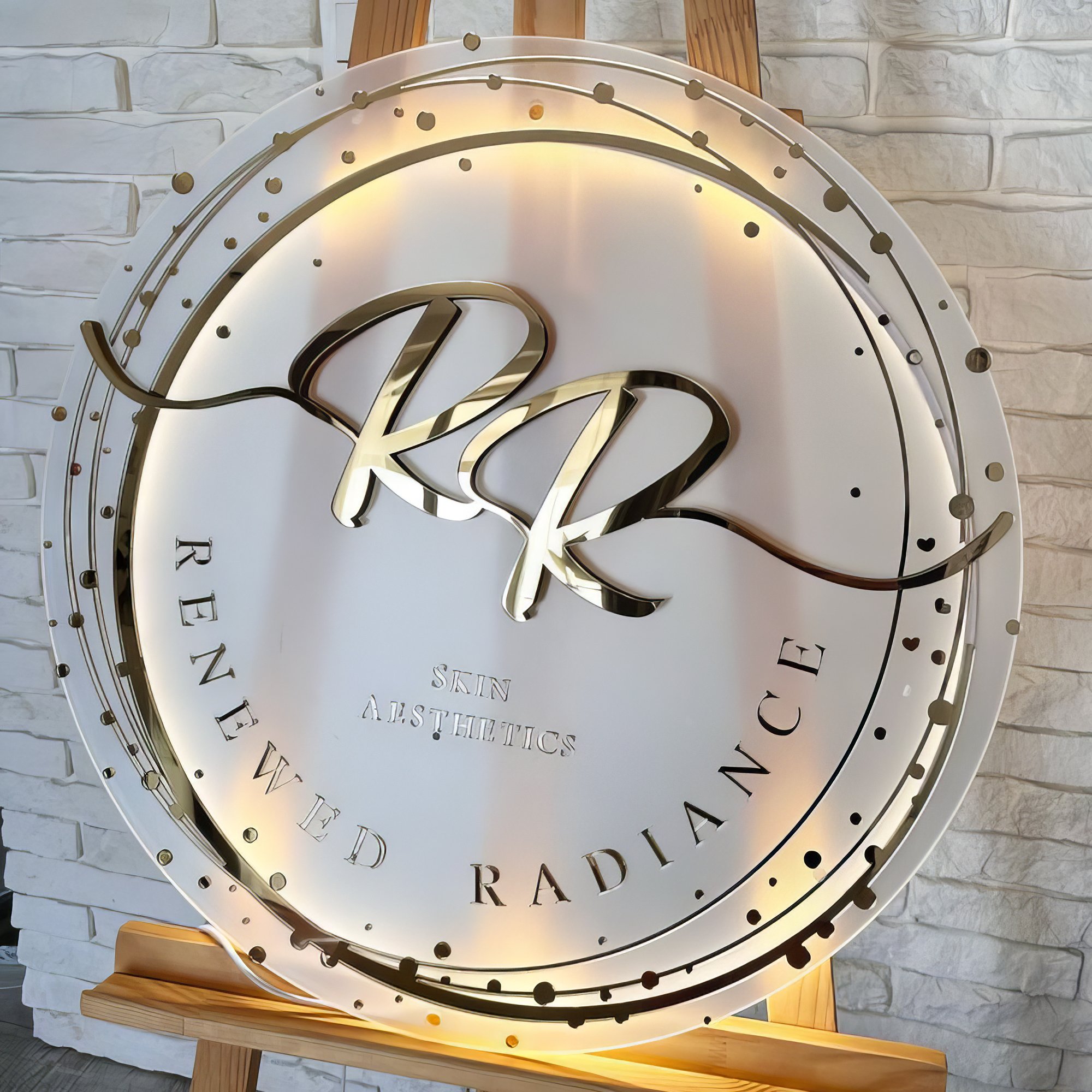Led Sign Board Logo Signboard Wall Signs Custom 3D Light up Letters Signs Circle for Nails Spa Hair Salon Studio