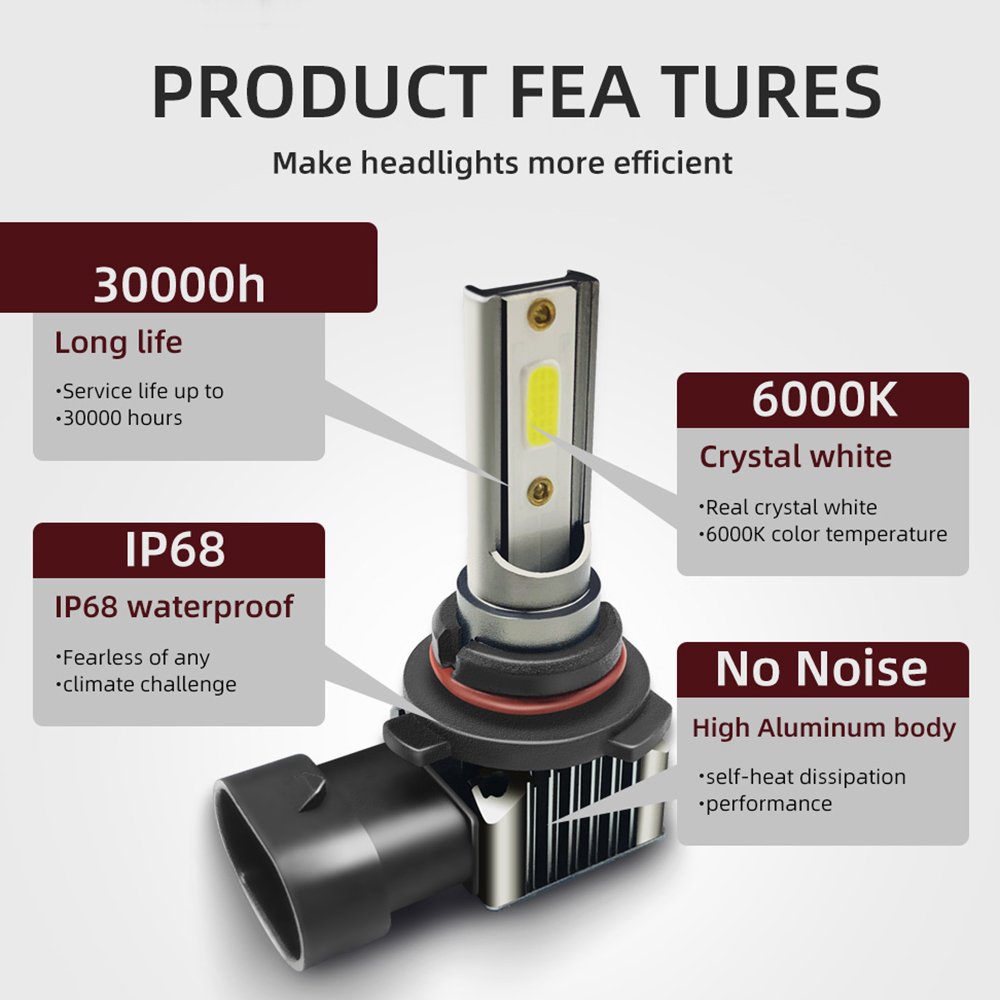 Roadsun Led Lighting for Vehicle 50W 6000K 12V Car Accessories HB3 HB4 H1 H7 9005 9006 H4 Led Headlight Bulb H11 Fog Lamp