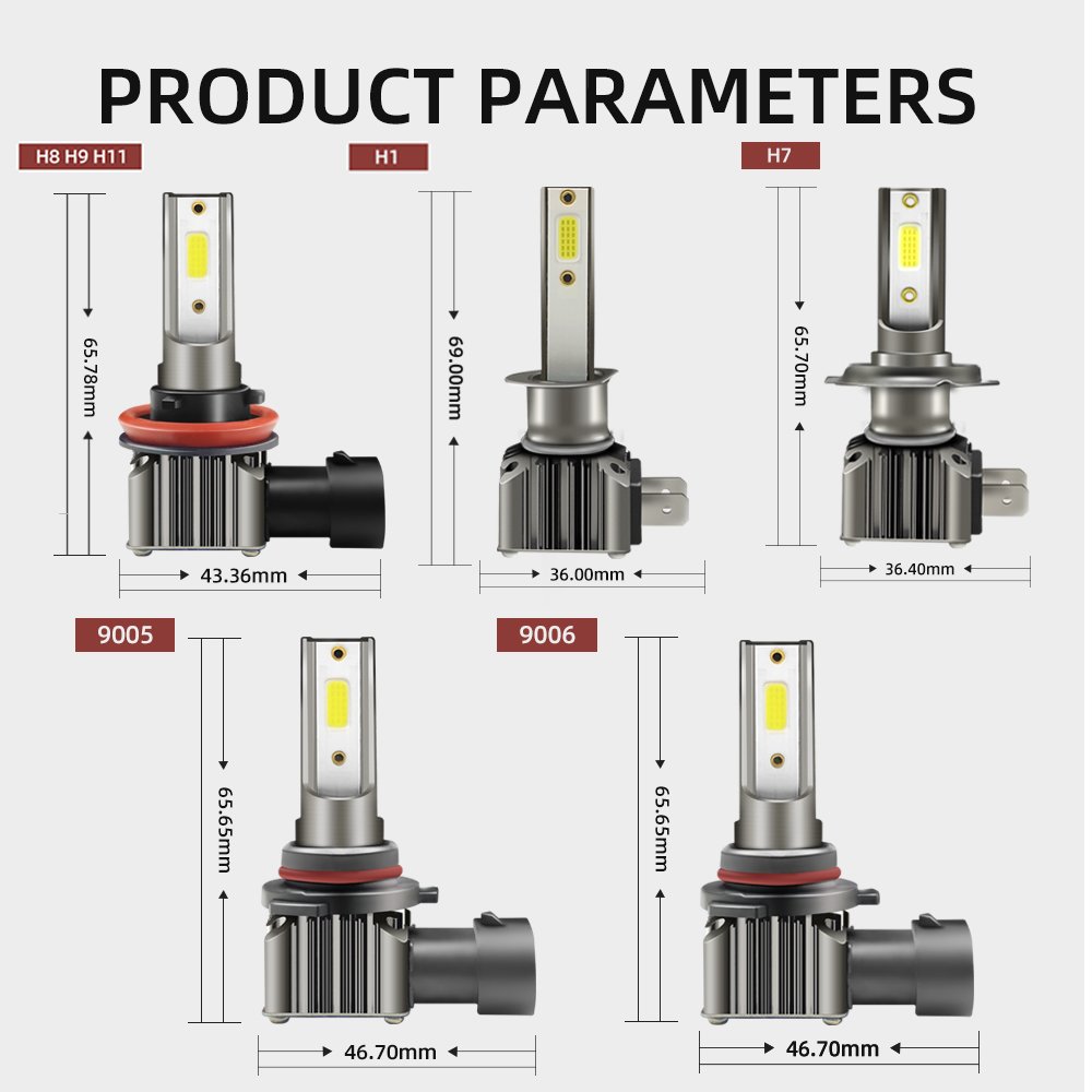 Roadsun Led Lighting for Vehicle 50W 6000K 12V Car Accessories HB3 HB4 H1 H7 9005 9006 H4 Led Headlight Bulb H11 Fog Lamp