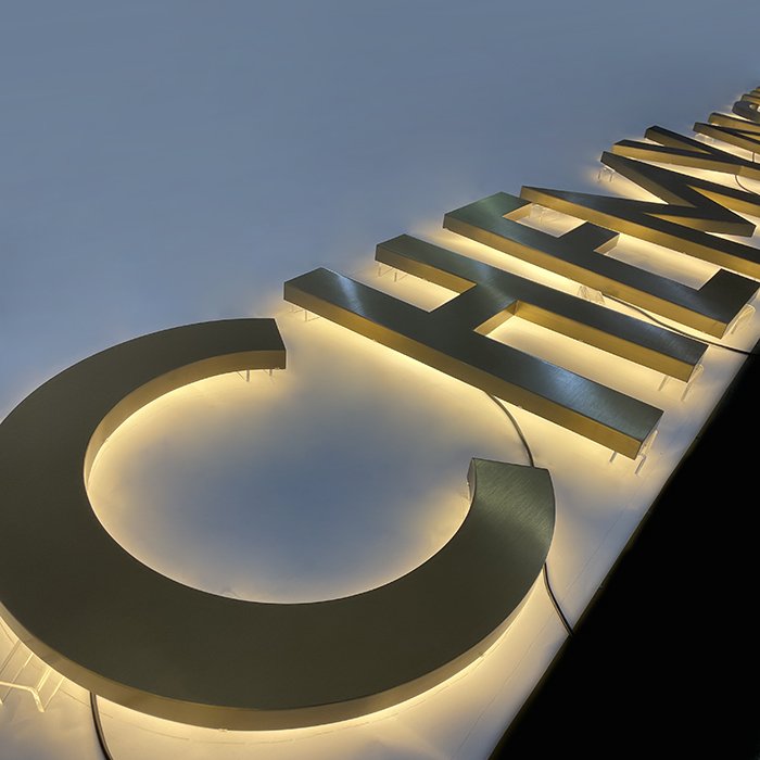 Wholesale 304 Stainless Steel Add Your logo Backlit Led Reverse Channel Letters Light up Metal Signs