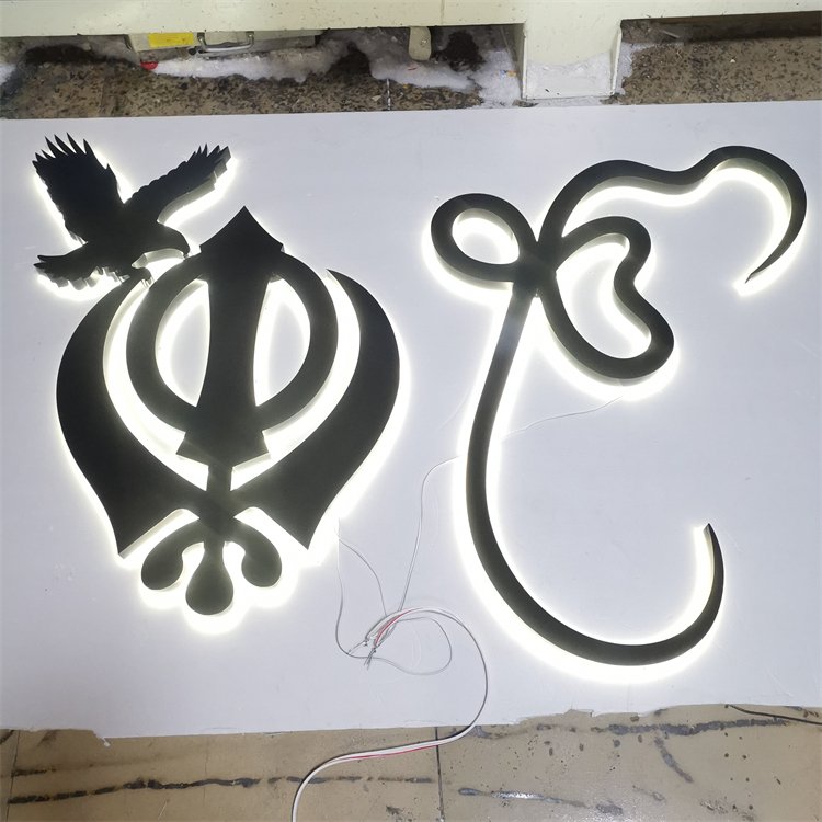Logo Wall Sign Metal 3D Stainless Steel LED Backlit Letter Signboard Office Sign Wall 3D Signage Led Illuminated Letter