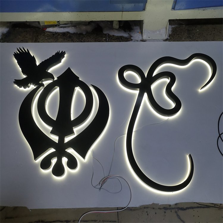 Logo Wall Sign Metal 3D Stainless Steel LED Backlit Letter Signboard Office Sign Wall 3D Signage Led Illuminated Letter