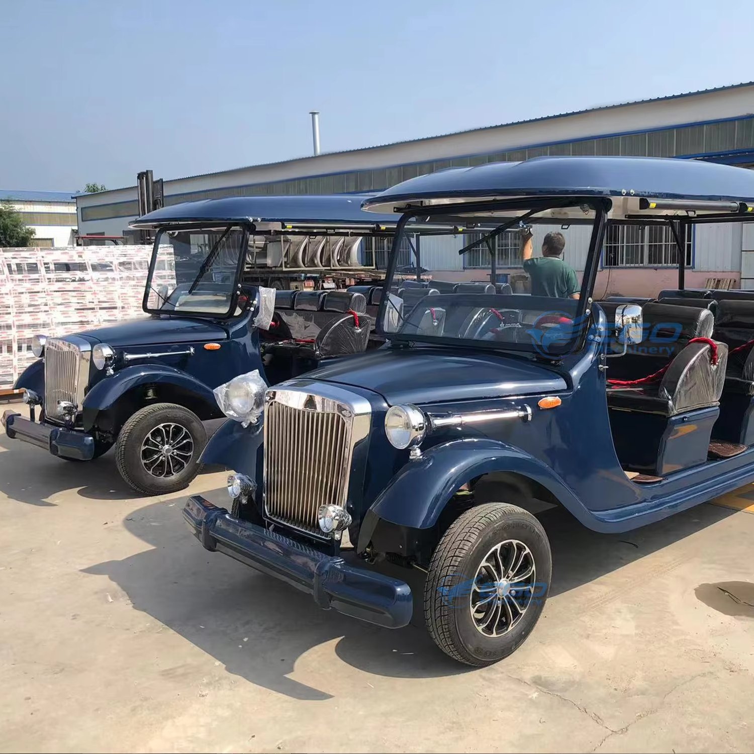2024 New Style 11 Seats Luxury Electric Sightseeing Beach Cart Classic Vintage Golf Cart Sightseeing Car