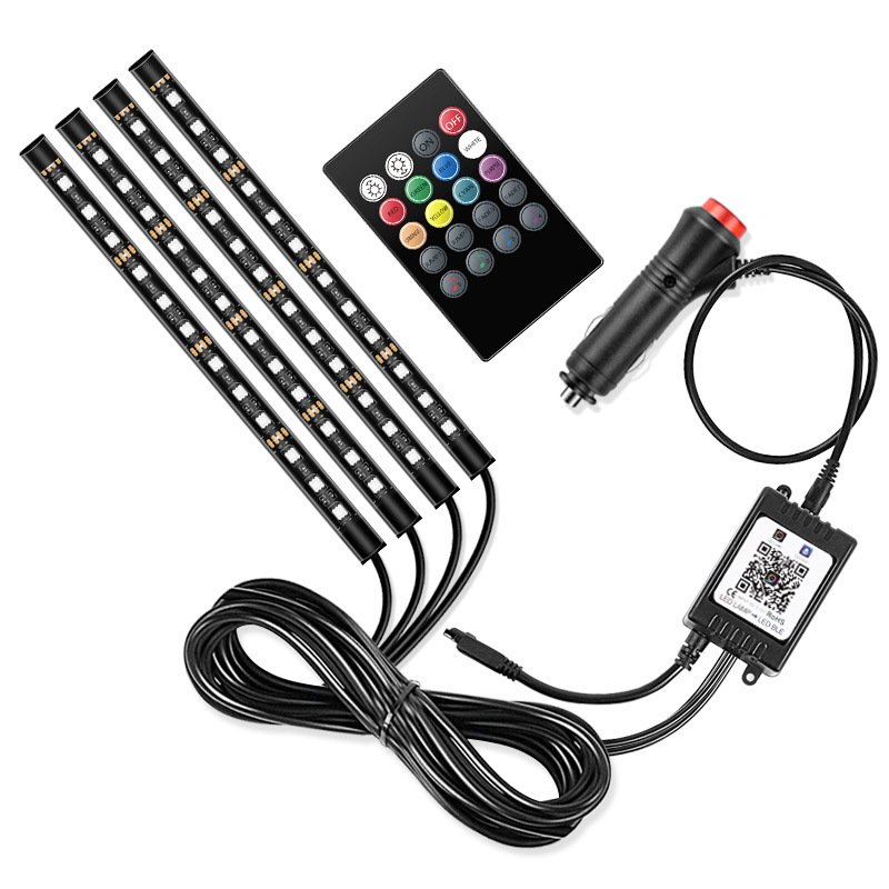 Yosovlamp Car Bluetooth APP Control Color Remote Control Foot Atmosphere Light Sound Control Music Light Bar