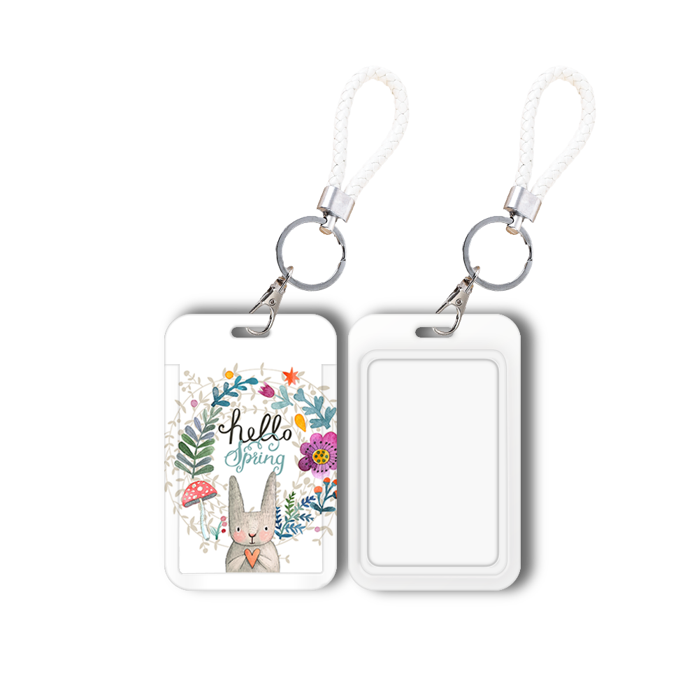 Anti-Lost Plastic Student Bus ID Card Holder Cartoon Cute Rabbit Pattern Card Holder With Straps Accessories Card Case Wholesale