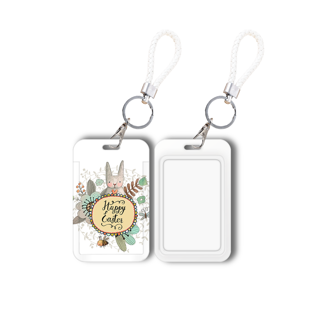 Anti-Lost Plastic Student Bus ID Card Holder Cartoon Cute Rabbit Pattern Card Holder With Straps Accessories Card Case Wholesale