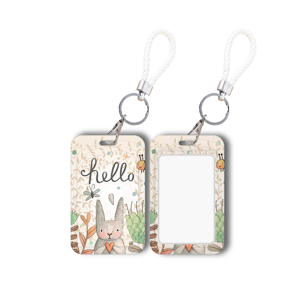 Anti-Lost Plastic Student Bus ID Card Holder Cartoon Cute Rabbit Pattern Card Holder With Straps Accessories Card Case Wholesale