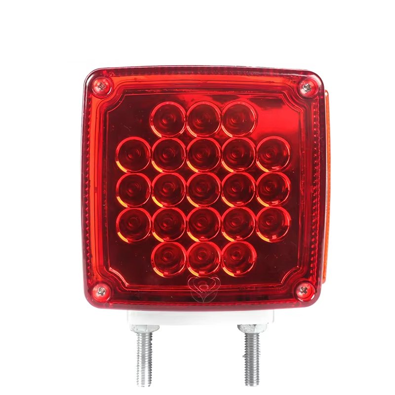 Amber Red Color 12v 45 Leds Double Face Pedestal Light Square Side Marker With Turn Signal Lamp For American Trucks