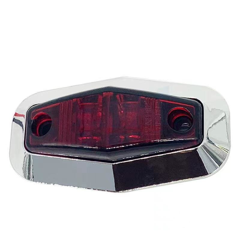 Chrome 2LED 10-30V Side Marker Lamp Indicators for Red Amber White Green Blue on Howo Truck Trailer Lorry Tractor