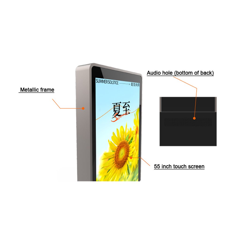 OEM 43 55 Inch Vertical Video LCD Advertising Display Touch Screen Kiosk Floor Stand Digital Signage for Indoor Elevator