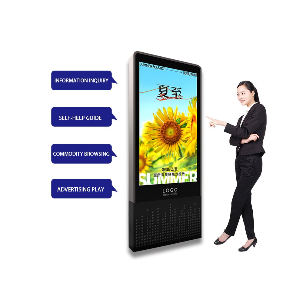 OEM 43 55 Inch Vertical Video LCD Advertising Display Touch Screen Kiosk Floor Stand Digital Signage for Indoor Elevator