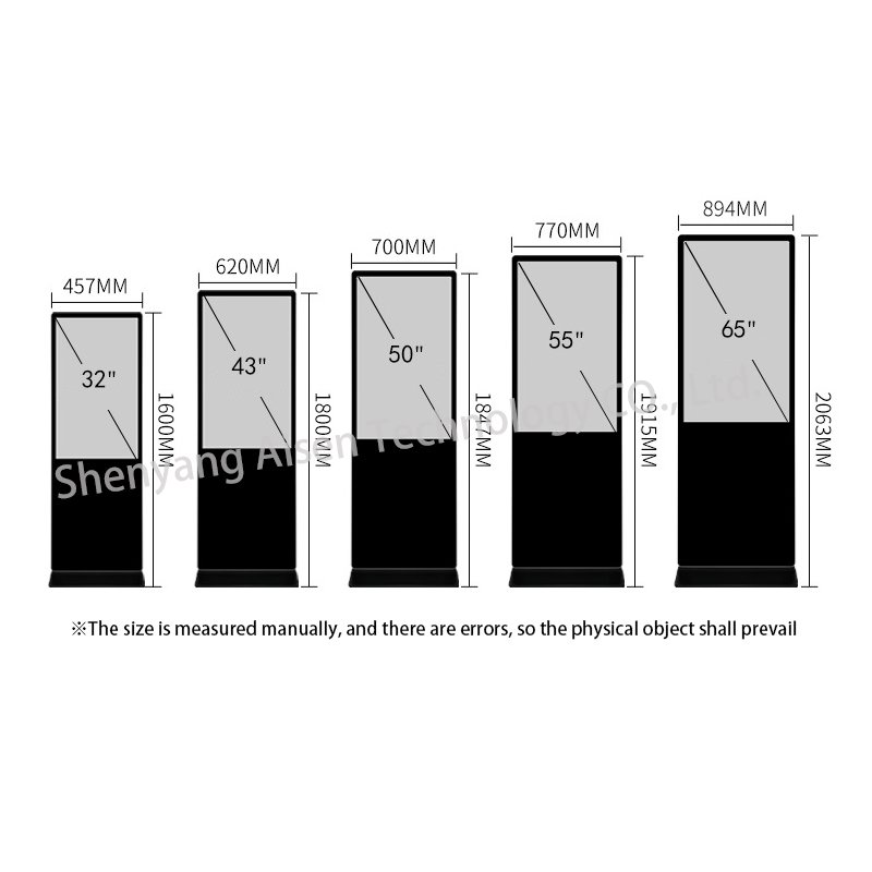 OEM 43 55 Inch Vertical Video LCD Advertising Display Touch Screen Kiosk Floor Stand Digital Signage for Indoor Elevator