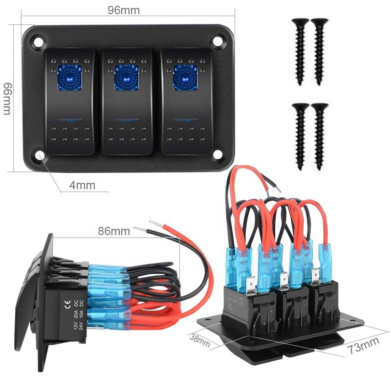 IP66 Marine Panel Switch 6 Gang Switch Panel ON-OFF Led Car Light Rocker Switch Panel 12V for Truck RV Boat Motorcycle
