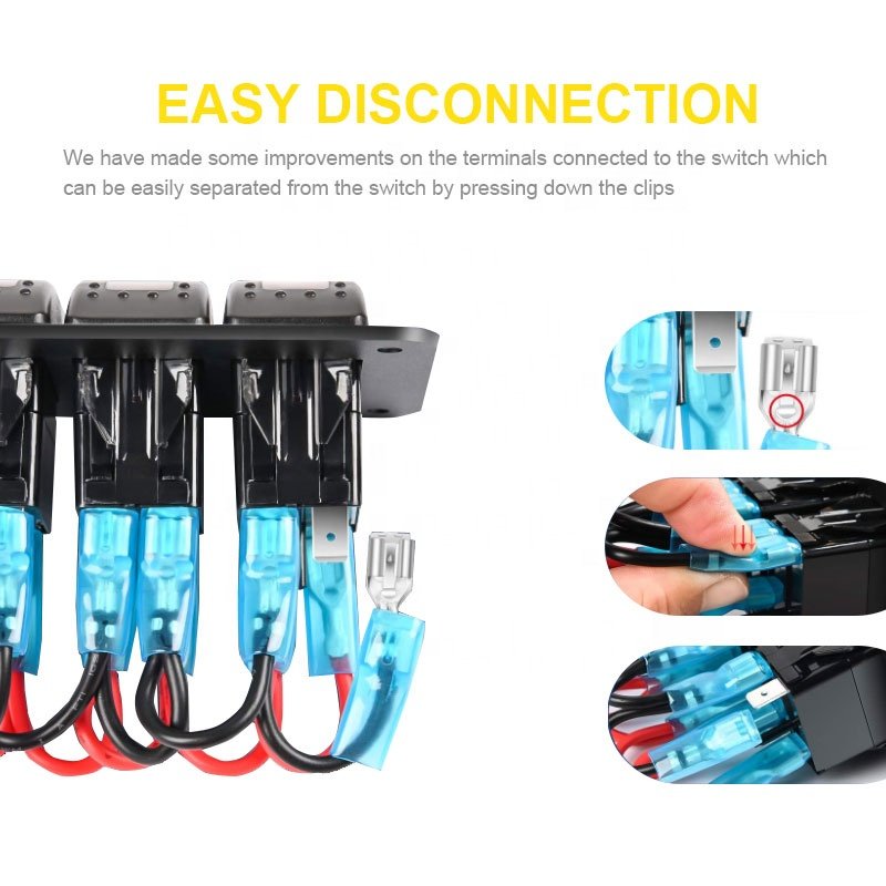IP66 Marine Panel Switch 6 Gang Switch Panel ON-OFF Led Car Light Rocker Switch Panel 12V for Truck RV Boat Motorcycle