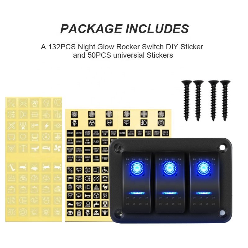 IP66 Marine Panel Switch 6 Gang Switch Panel ON-OFF Led Car Light Rocker Switch Panel 12V for Truck RV Boat Motorcycle