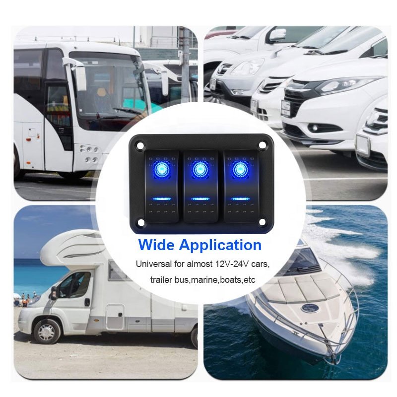 IP66 Marine Panel Switch 6 Gang Switch Panel ON-OFF Led Car Light Rocker Switch Panel 12V for Truck RV Boat Motorcycle