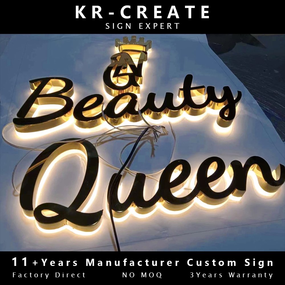 Customization Outdoor Interior 3D Metal Painted Stainless Steel Wall Logo Acrylic Light up Backlit Channel Letter Sign