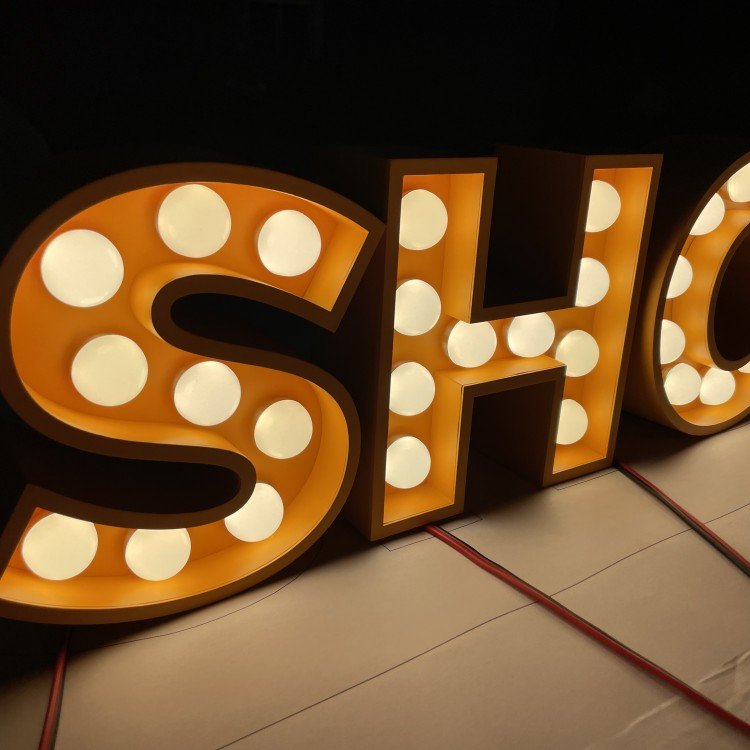 Outdoor Marquee Light up Letter Lightbulbs Signs Coffee Shop Sign Board Stainless Metal Letters With Bulbs