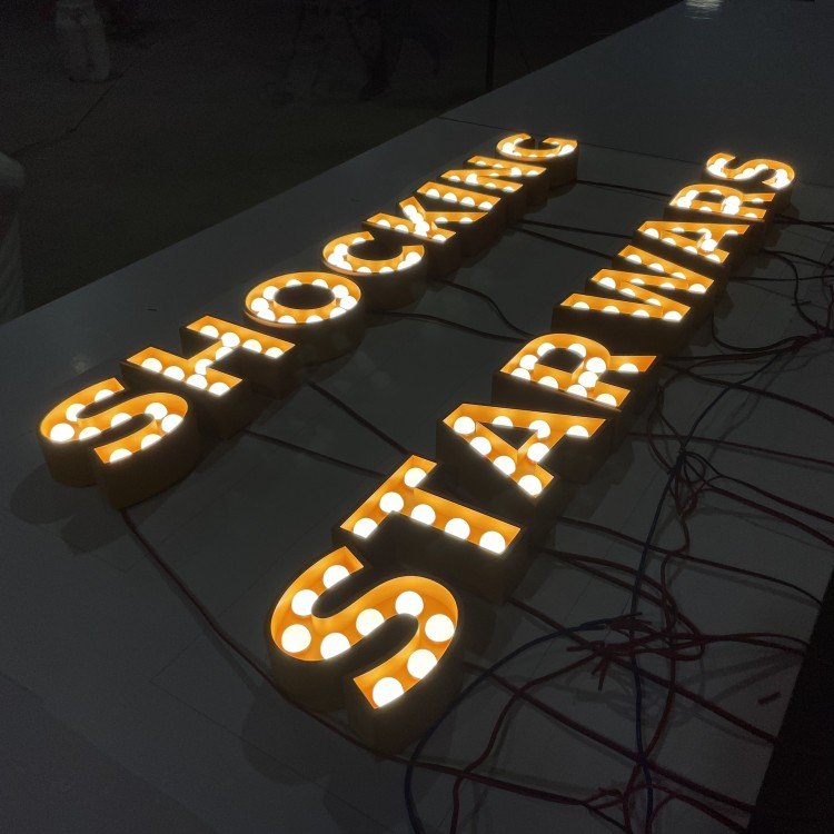 Outdoor Marquee Light up Letter Lightbulbs Signs Coffee Shop Sign Board Stainless Metal Letters With Bulbs