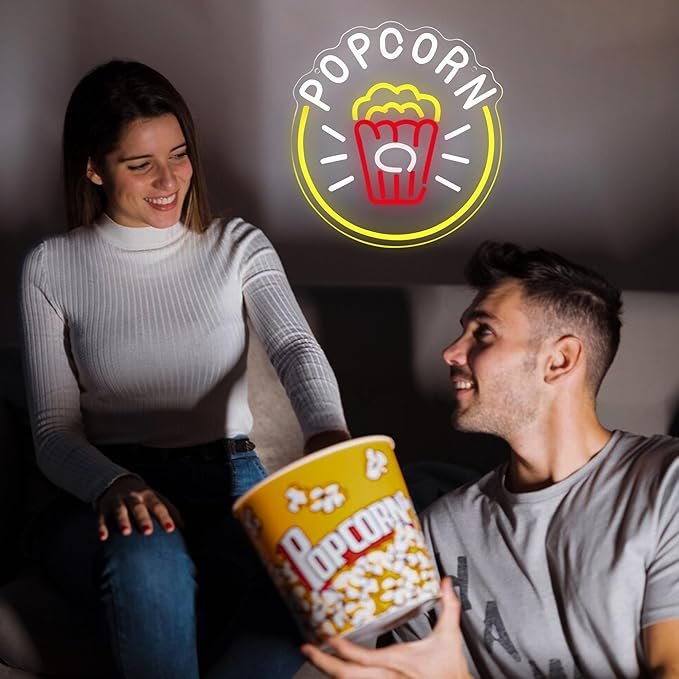 Popcorn Neon Signs for House Wall Decor Dimmable Food Neon Light USB Powered Snack Sign for Kitchen Restaurant Bar