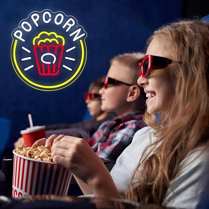 Popcorn Neon Signs for House Wall Decor Dimmable Food Neon Light USB Powered Snack Sign for Kitchen Restaurant Bar