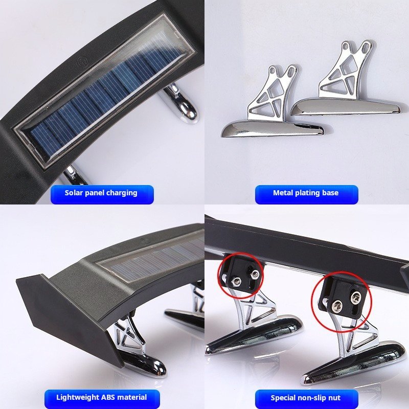 Yosovlamp Solar Powered Car Small Tail Wing Light Mini Streamer Light Flashing Anti Chasing Warning Explosion Light