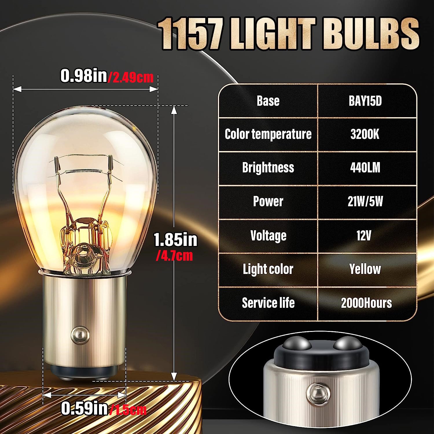 1157 Bulb, Brake Light Bulbs, Turn Signal Bulb Replacement for Marker Tail Running Parking Backup Lights