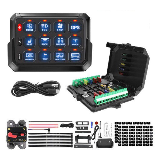 12V 8 Gang Remote Control LED Lights Switch Panel Universal for Excavator Offroad Cars Boats Bus